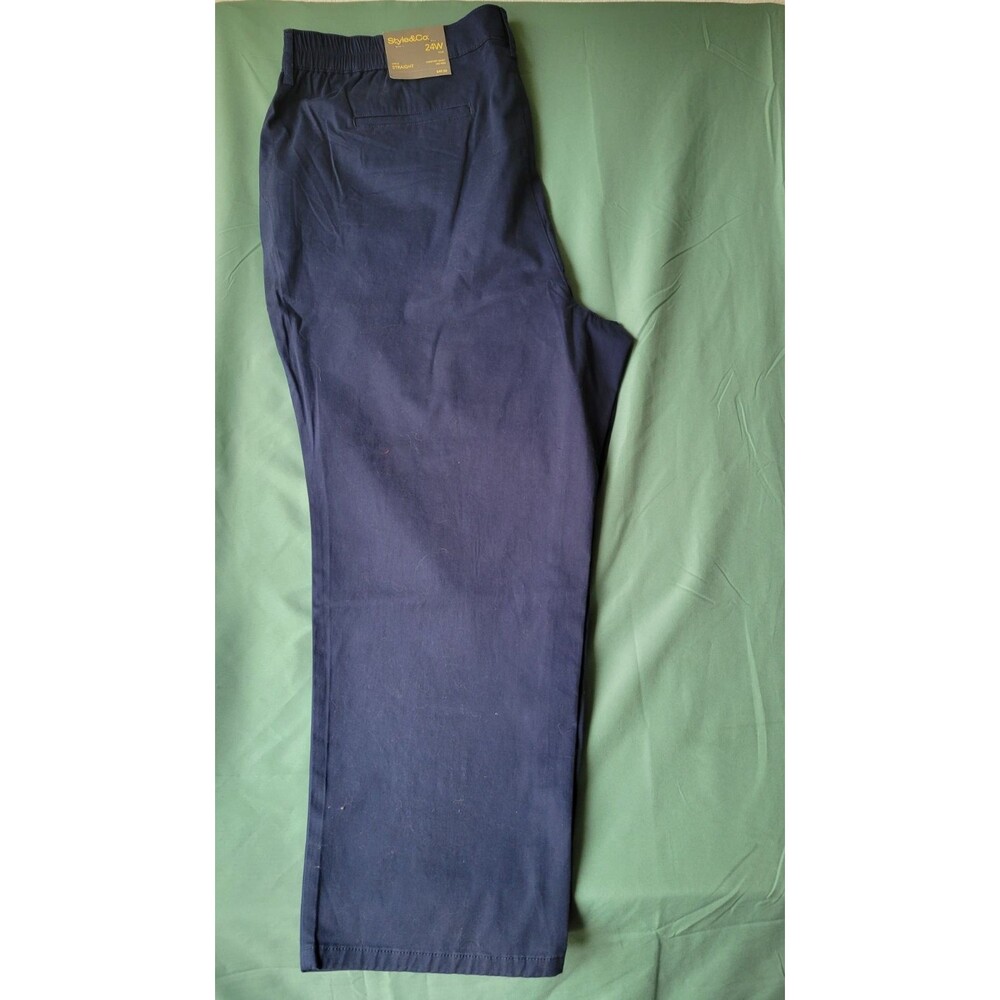 Style & Co Pants Womens 24W Plus Bundle 1 Black 1 Navy Straight Ankle Chino NWT